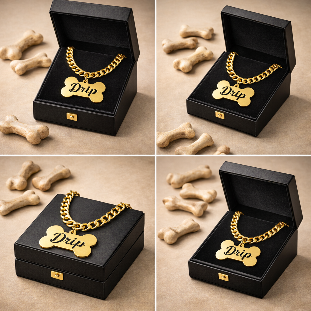 Premium Dog Name Tag with Chain