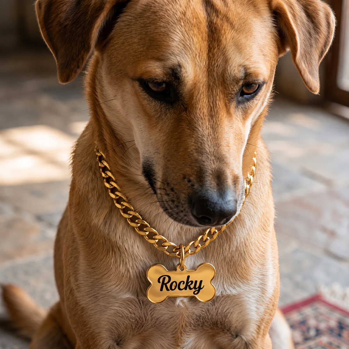 Premium Dog Name Tag with Chain