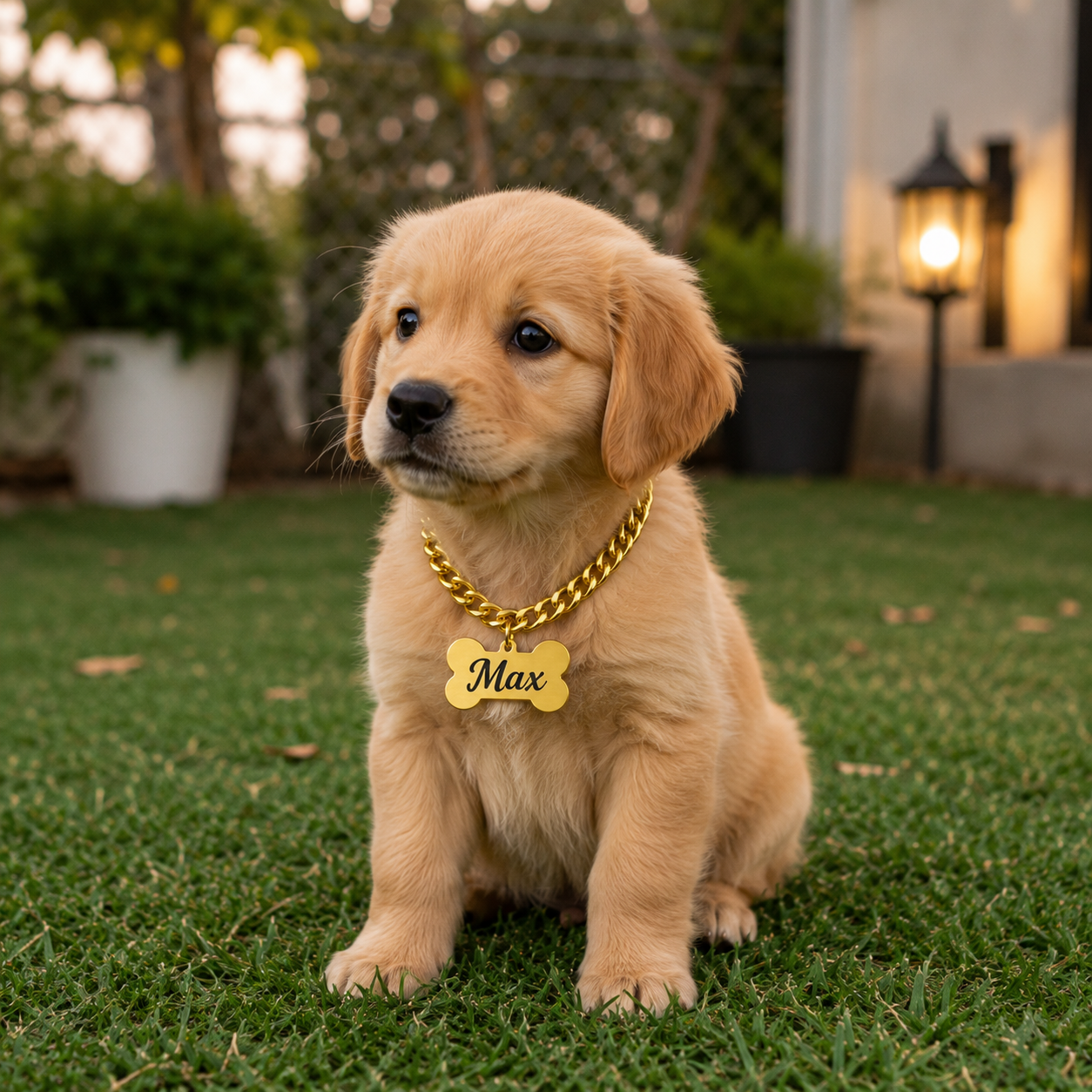 Premium Dog Name Tag with Chain