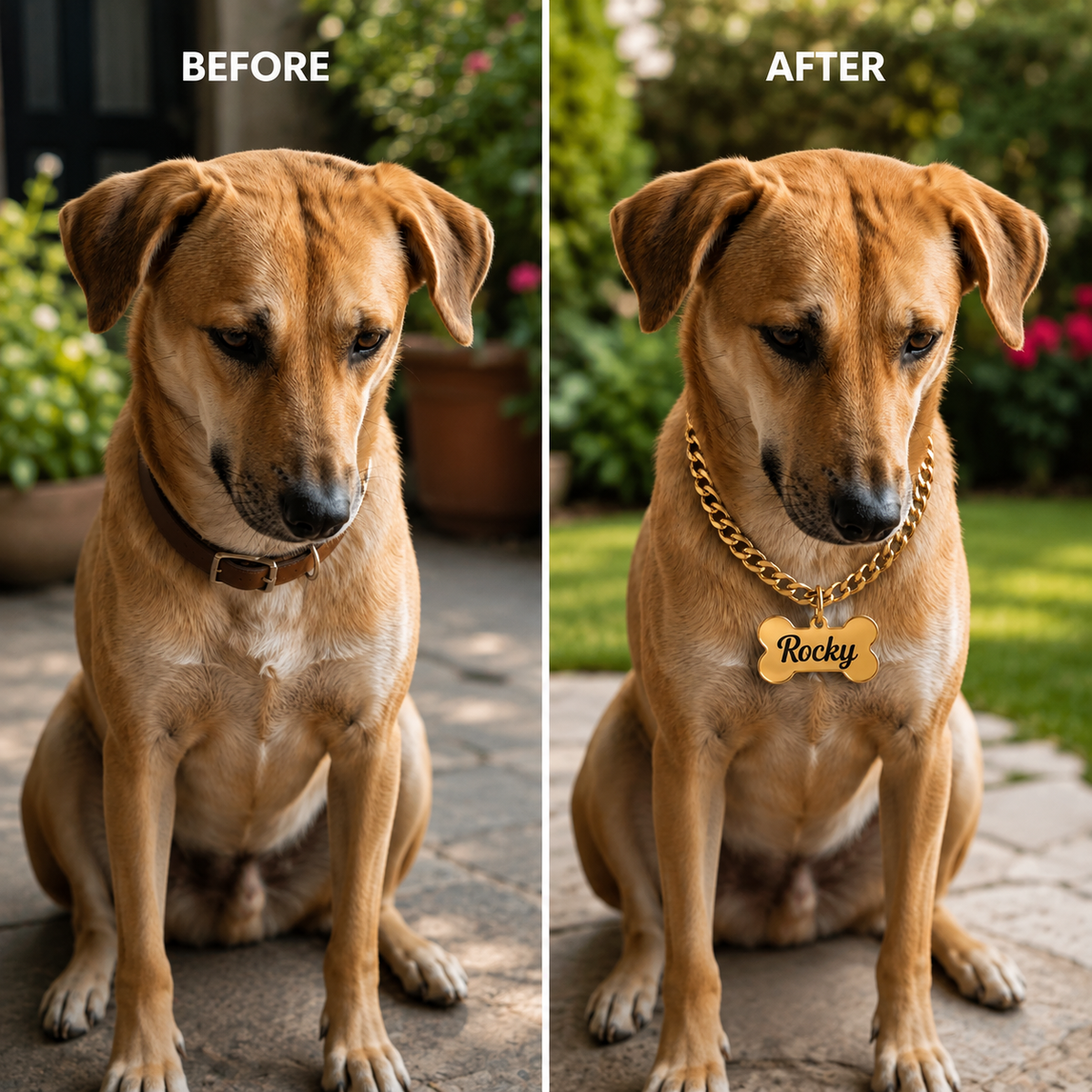 Premium Dog Name Tag with Chain