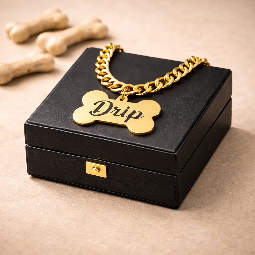 Personalized Dog Name Tag with Chain